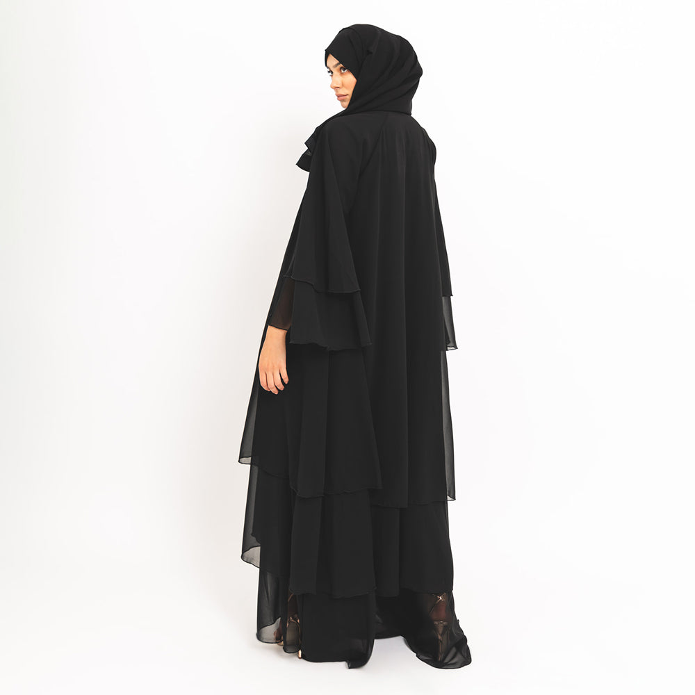 Abaya évasée noire