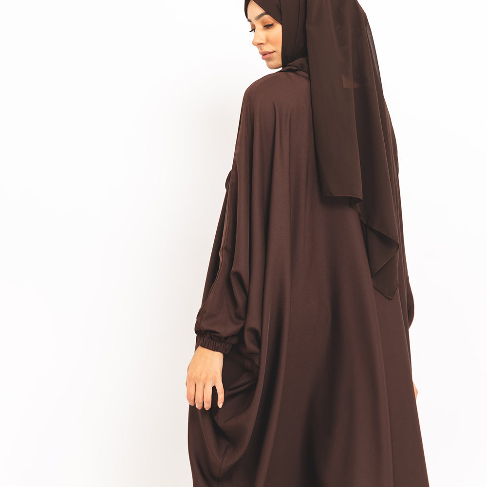 Abaya papillon marron café