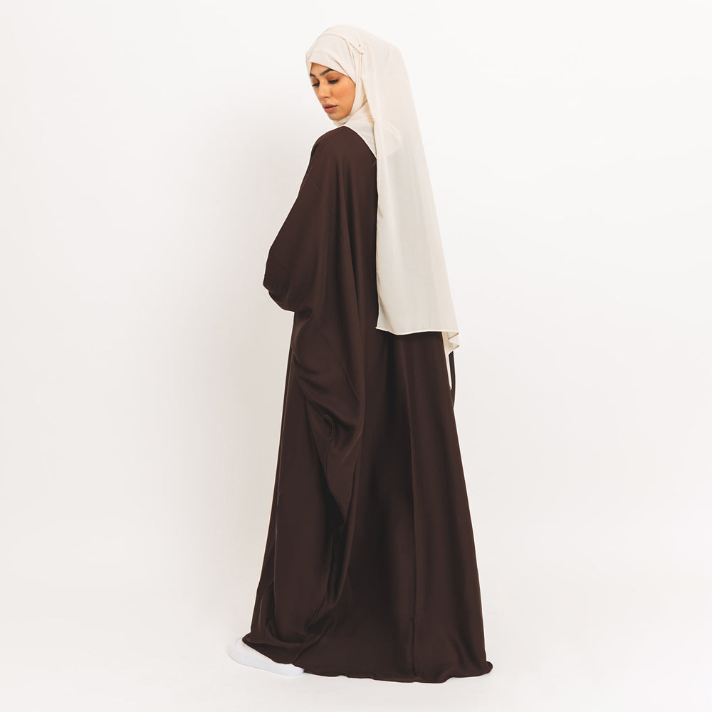 Abaya papillon marron café